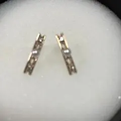 断捨離格安出品☆刻印付きダイヤモンド ラインピアス 両耳用K14WG