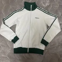 adidas ジップアップジャケット M ホワイト/グリーン