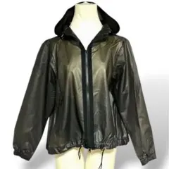 メイソングレイ 合皮 フード付きブルゾン ジャケット おしゃれ 軽量 ブラック系