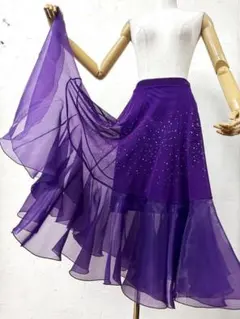パーティー】花柄ラインストーン エメラルドグリーン ロングスカート