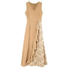 【新品未使用】eimy istoire フリルワンピース BEIGE ペイズリー