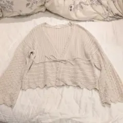 GU アイボリーレース編み カーディガン 長袖