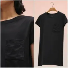 未使用【エルメス】ドレス刺繍入りポケット Tシャツ ワンピース プレタポルテ 黒のサムネイル