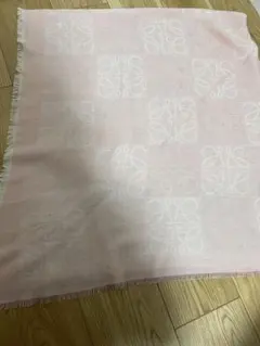 美品】LOEWE ロエベ シルク×スエード フリンジショール アナグラム 