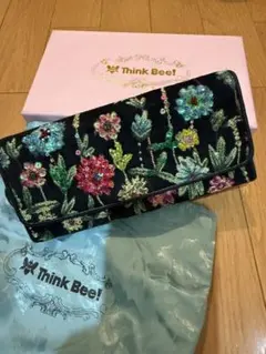 美品】Think Bee! シンクビー！ 長財布 バラ装飾 クロコ型押し（志 