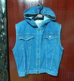 フード付きデニムベスト フリーサイズ メンズ レディース 兼用 ベスト チョッキ