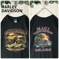 ハーレーダビッドソン 半袖Tシャツ 両面プリント MAUI バイク 黒 2XL