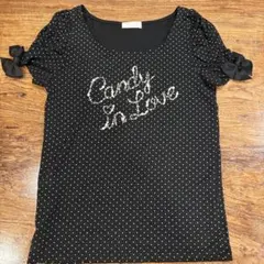 Feroux ビーズ刺繍 ブラックポルカドットTシャツのサムネイル