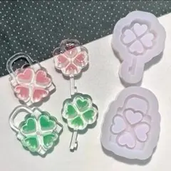 #0125シリコンモールド　鍵　南京錠　シェイカー　キーホルダー　レジン