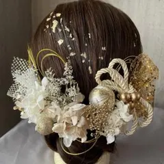 水引金箔付♡ドライフラワー髪飾り♡成人式　卒業式　袴　和装　振袖　前撮り　結婚式