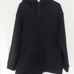 【中古品】パーカー 裏起毛 羽織り 黒 4XL 3XL LL チュニック丈