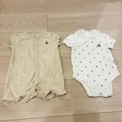 Baby GAP 半袖ロンパース＆丸襟ボディスーツ 3-6m 花柄 ベージュ