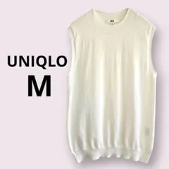​UNIQLO ユニクロ コットン100% ニットベスト 白 M ノースリーブ