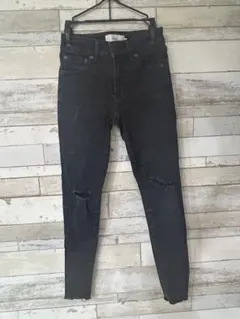 AZUL BY MOUSSY ダメージ加工 スキニーデニム ブラック