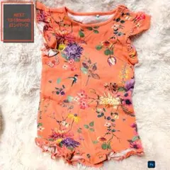 NEXT 12-18ヶ月 フラワー柄ロンパース オレンジ