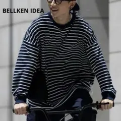 Bellken idea ロンT ボーダー ネイビー ゆったりめ オーバサイズ