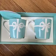 ティファニー 水色リボンマグカップ2個セット