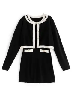 GRL 配色カーディガン×ミニワンピースニットセットアップ[ac2315]