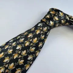 【美品】イヴ・サンローラン高級シルクネクタイ　良品　花柄