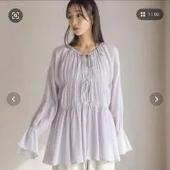 ローリーズファーム　ヨウリュウシャーリングブラウスLS　パープル