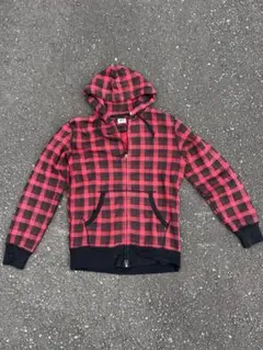 00's old uniqlo ダブル ジップ パーカー パープル チェック