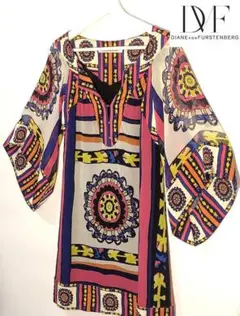 ダイアンフォンファスティンバーグ　ワンピース　シルク　マキシ　２ 総柄　ベージュ シルク DIANE von FURSTENBERG(ダイアンフォンファステンバーグ