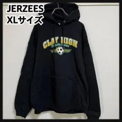 【ジャージーズ】パーカー　レディースサッカー　黒　XL　ブラック　デカロ