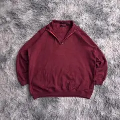 90s ニット　ハーフジップ　ワインレッド　ヴィンテージ　セーター