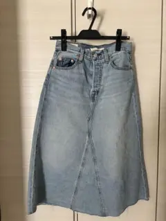 Levi's ライトブルーデニムスカートミモレ丈 24インチ