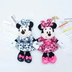 ミニー ミニーマウス 白 ピンク ヒョウ柄 レオパード ぬいぐるみチャーム