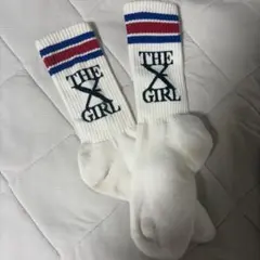X-girl ロゴ刺繍 ラインソックス ホワイトのサムネイル