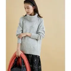 ビス　VIS ニット×線画花柄プリント　ドッキングワンピース ワンピース