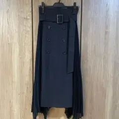 ブラック　プリーツスカート ベルト付き