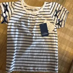 リボン付きフリル袖ストライプTシャツ 95cm