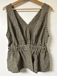 【JEANASIS】チェックジャガードペプラムベスト☆F