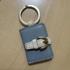 コーチ★キーホルダー★キーリング★ミニ手帳型★白×水色系★美品
