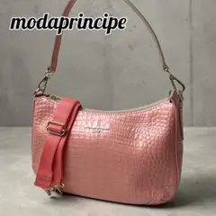 美品 モーダプリンチペ 2wayバッグ 型押し ピンク