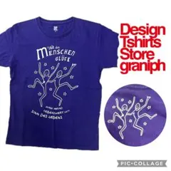 【人気】グラニフ graniph Tシャツ M パープル ドイツ語 メッセージ