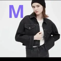 ユニクロ　デニムジャケット　ブラック クロップド　Mサイズ　美品