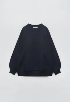 ZARA ポケットニットセーター M ネイビー