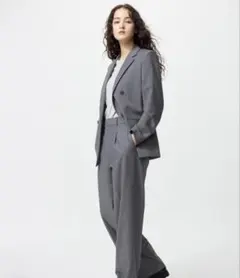 ユニクロ　タックワイドパンツ　Sサイズ　グレー