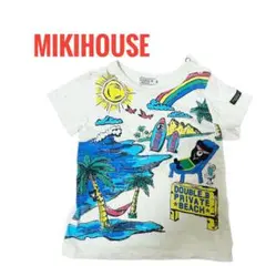 【希少】ミキハウス ダブルB 90 半袖Tシャツ ロンパース ビーチ柄 総柄