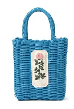 BEAMS RURU MARY's 手刺繍のかごバッグ 新品 ブルー - メルカリ