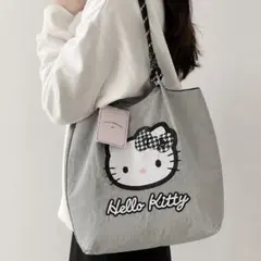 新品　ハローキティ　トートバッグ　ライトグレー　おまけ付き