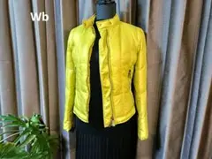 美品☆ダブルビー(MOGA)☆高級軽量ライダースダウンジャケット36ライムイエロ