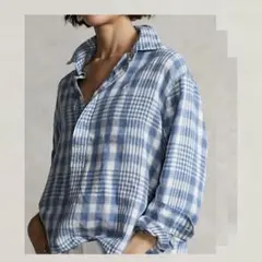 ポロラルフローレン リネン　ポロ刺繍　ロゴ　プルオーバー　現行モデル　シャツ