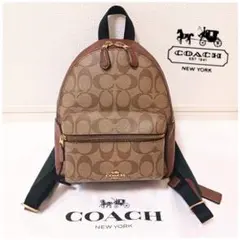 COACH コーチ◆シグネチャー総柄 レザーリュック◆ ブラウンのサムネイル