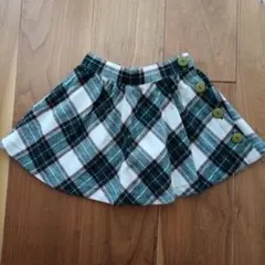 毛30%　サスペンダースカート 緑と白のチェック柄 ナイガイ binbi