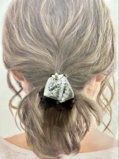 ハンドメイド　インド刺繍リボン　ヘアゴム