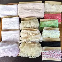 多色レースリボンセット 多種デザイン ハンドメイド 装飾 手芸